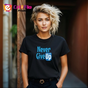 Tricou Never Give Up Font Albastru V4, din bumbac 100%, tricou negru Copii | Dama | Barbat - Img 8