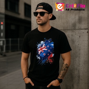 Tricou New Zealand Steag Splash Art, Copii | Dama | Barbat, culoare negru - Img 6