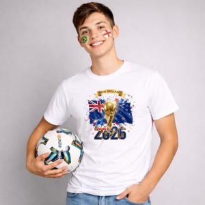 Tricou New Zealand World Cup 2026 Fifa V2, din bumbac 100%, tricou alb, Copii | Dama | Barbat - Img 3