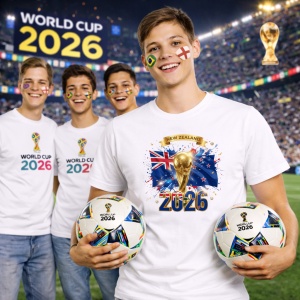Tricou New Zealand World Cup 2026 Fifa V2, din bumbac 100%, tricou alb, Copii | Dama | Barbat - Img 7