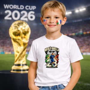 Tricou Nicolo Barella Italy World Cup Fifa 2026 V2, din bumbac 100%, tricou alb, Copii | Dama | Barbat - Img 5