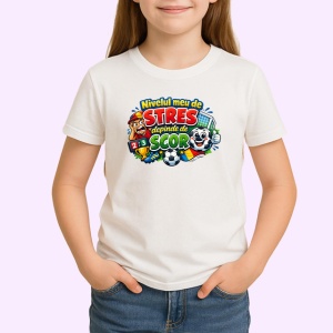 Tricou Nivelul Meu De Stres Depinde De Scor Fotbal, din bumbac 100% , tricou alb pentru Copii | Dama | Barbat - Img 2