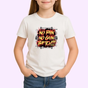 Tricou No Pain No Gain Rosu Agresiv, Copii | Dama | Barbat - Img 3