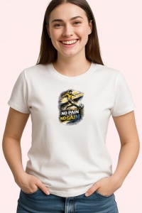 Tricou No Pain No Gain Silueta Fotbalist Gri V1, din bumbac 100% , tricou alb pentru Copii | Dama | Barbat