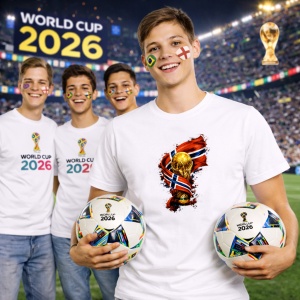 Tricou Noruega World Cup Fifa 2026, din bumbac 100%, tricou alb, Copii | Dama | Barbat - Img 7