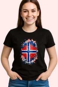 Tricou Norway Steag Splash Art, Copii | Dama | Barbat, culoare negru - Img 4
