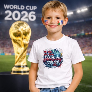 Tricou Norway World Cup 2026 Fifa, din bumbac 100%, tricou alb, Copii | Dama | Barbat - Img 5