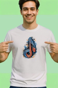 Tricou Nota Muzicala Rasucita Albastru Portocaliu, Copii | Dama | Barbat - Img 2