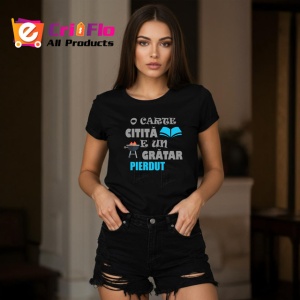 Tricou O Carte Citita E Un Gratar Pierdut Mesaj Amuzant, din bumbac 100%, tricou negru Dama | Barbat - Img 3