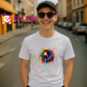 Tricou Obiectiv foto cu stropi de culoare fundal alb Copii | Dama | Barbat - Img 5