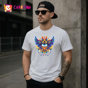 Tricou ochi mandala aripi inger explozie lumina, Copii | Dama | Barbat - Img 5