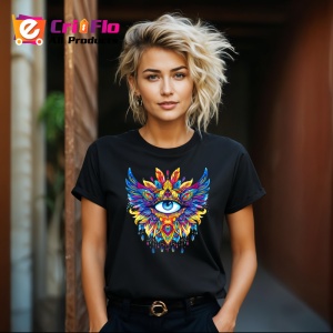 Tricou Ochi mandala aripi inger explozie lumina, Copii | Dama | Barbat , tricou negru - Img 8