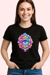 Tricou Ochi mandala aura roz violet, Copii | Dama | Barbat , tricou negru - Img 3