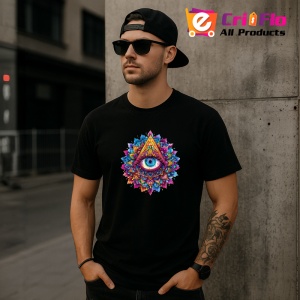 Tricou Ochi mandala echilibru roz albastru, Copii | Dama | Barbat , tricou negru - Img 11