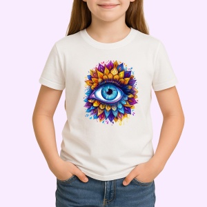 Tricou ochi mandala explozie albastru galben, Copii | Dama | Barbat - Img 3