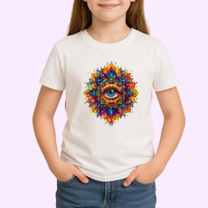 Tricou ochi mandala lotus sacru in flacari, Copii | Dama | Barbat - Img 3