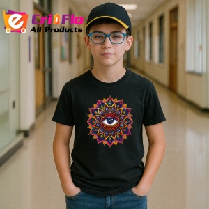 Tricou Ochi mandala miez lotus in flacari, Copii | Dama | Barbat , tricou negru - Img 5