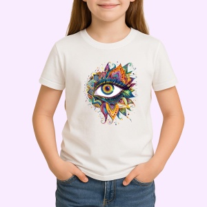 Tricou ochi mandala stralucire aurie fusionata, Copii | Dama | Barbat - Img 3
