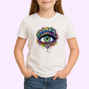 Tricou ochi mandala stropi acuarela neon, Copii | Dama | Barbat - Img 3
