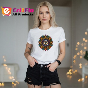 Tricou ochi mandala tribal verde portocaliu, Copii | Dama | Barbat - Img 10