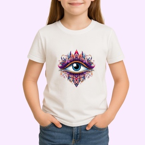 Tricou Ochi ornamental multicolor simbol spiritual si intuitie Copii | Dama | Barbat Barbat - Img 3