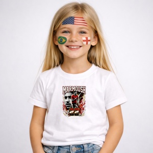 Tricou Omar Marmoush Egypt World Cup Fifa 2026, din bumbac 100%, tricou alb, Copii | Dama | Barbat - Img 1
