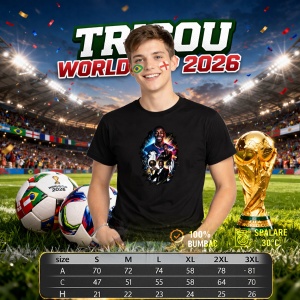 Tricou Ousmane Dembele France World Cup Fifa 2026, din bumbac 100%, tricou negru, Copii | Dama | Barbat - Img 6