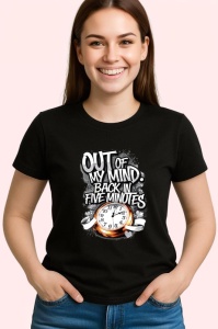 Tricou Out Of My Mind Back In 5 Minutes, Copii | Dama | Barbat, culoare negru - Img 3