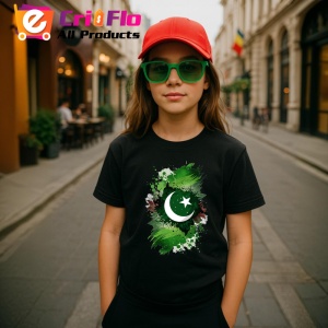 Tricou Pakistan Steag Splash Art, Copii | Dama | Barbat, culoare negru - Img 7