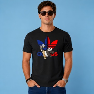 Tricou Panda Po Albastru Rosu Logo Karate Kid Urban Fashion, din bumbac 100%, tricou negru, Copii | Dama | Barbat - Img 3