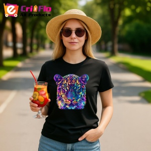 Tricou Pantera colorata in stil pop art Copii | Dama | Barbat, culoare negru - Img 7