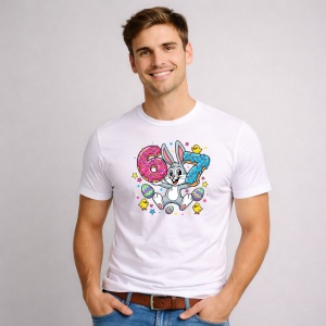 Tricou Paste 67 Easter Bunny Kawaii Oua Pastel Cute, din bumbac 100%, tricou alb, Copii | Dama | Barbat