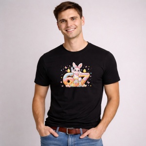 Tricou Paste 67 Easter Cute Rabbit Pastel Aesthetic, din bumbac 100%, tricou negru, Copii | Dama | Barbat - Img 2