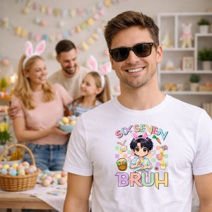 Tricou Paste 67 Kpop Chibi Bruh Easter Girl Pastel, din bumbac 100%, tricou alb, Copii | Dama | Barbat - Img 5