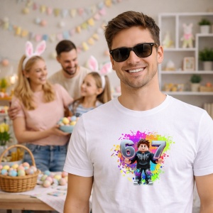 Tricou Paste 67 Roblox Boy Graffiti Easter Style, din bumbac 100%, tricou alb, Copii | Dama | Barbat - Img 5