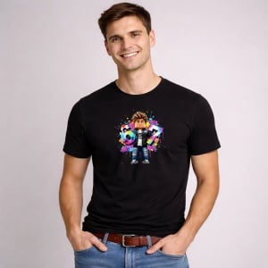 Tricou Paste 67 Roblox Boy Street Style Color Splash, din bumbac 100%, tricou negru, Copii | Dama | Barbat - Img 2