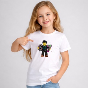 Tricou Paste 67 Roblox Boy Streetwear Color Splash Drip, din bumbac 100%, tricou alb, Copii | Dama | Barbat - Img 2