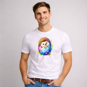 Tricou Paste Arici Paste Ou Colorat Vesel, din bumbac 100%, tricou alb, Copii | Dama | Barbat - Img 2