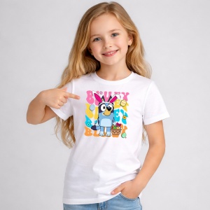 Tricou Paste Bluey Bingo Paste Cos Oua Colorate, din bumbac 100%, tricou alb, Copii | Dama | Barbat - Img 2