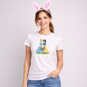 Tricou Paste Cinderella Alba Ca Zapada Paste Cos Comun Oua, din bumbac 100%, tricou alb, Copii | Dama | Barbat - Img 3