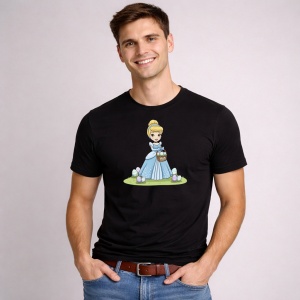 Tricou Paste Cinderella Paste Rochie Albastra Cos Oua Decorative, din bumbac 100%, tricou negru, Copii | Dama | Barbat