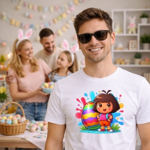Tricou Paste Dora Explorer Paste Ou Mare Colorat, din bumbac 100%, tricou alb, Copii | Dama | Barbat - Img 7
