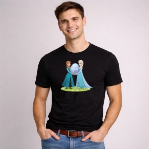 Tricou Paste Elsa Anna Frozen Paste Ou Mare Decorativ, din bumbac 100%, tricou negru, Copii | Dama | Barbat