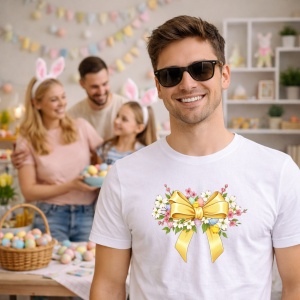 Tricou Paste Fundita Galbena Floral Decor Premium, din bumbac 100%, tricou alb, Copii | Dama | Barbat - Img 7