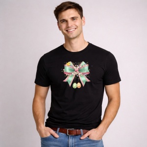 Tricou Paste Fundita Pastel Verde Roz Cu Oua Decor Elegant, din bumbac 100%, tricou negru, Copii | Dama | Barbat - Img 3