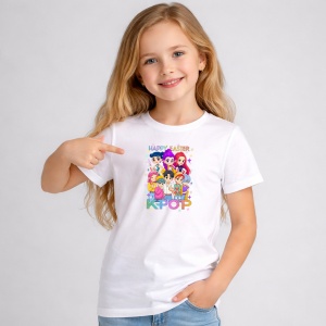 Tricou Paste Happy Easter Kpop Grup Anime Colorat, din bumbac 100%, tricou alb, Copii | Dama | Barbat - Img 3