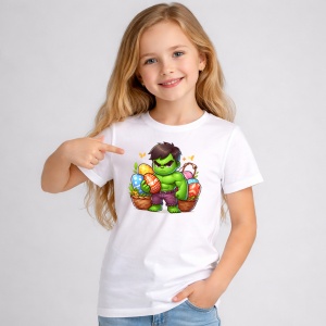 Tricou Paste Hulk Paste Cos Oua Colorate, din bumbac 100%, tricou alb, Copii | Dama | Barbat