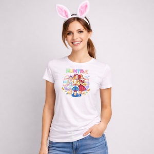 Tricou Paste Huntrix Kpop Easter Grup Cu Mascota Cute, din bumbac 100%, tricou alb, Copii | Dama | Barbat - Img 3