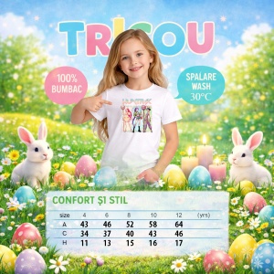 Tricou Paste Huntrix Kpop Girls Easter Fashion Grup Aesthetic, din bumbac 100%, tricou alb, Copii | Dama | Barbat - Img 6
