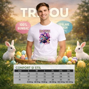 Tricou Paste Huntrix Kpop Girls Easter Stil Anime, din bumbac 100%, tricou alb, Copii | Dama | Barbat - Img 4